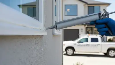 Professional caulking and sealing on coastal home exterior in Beverly, MA for weather protection