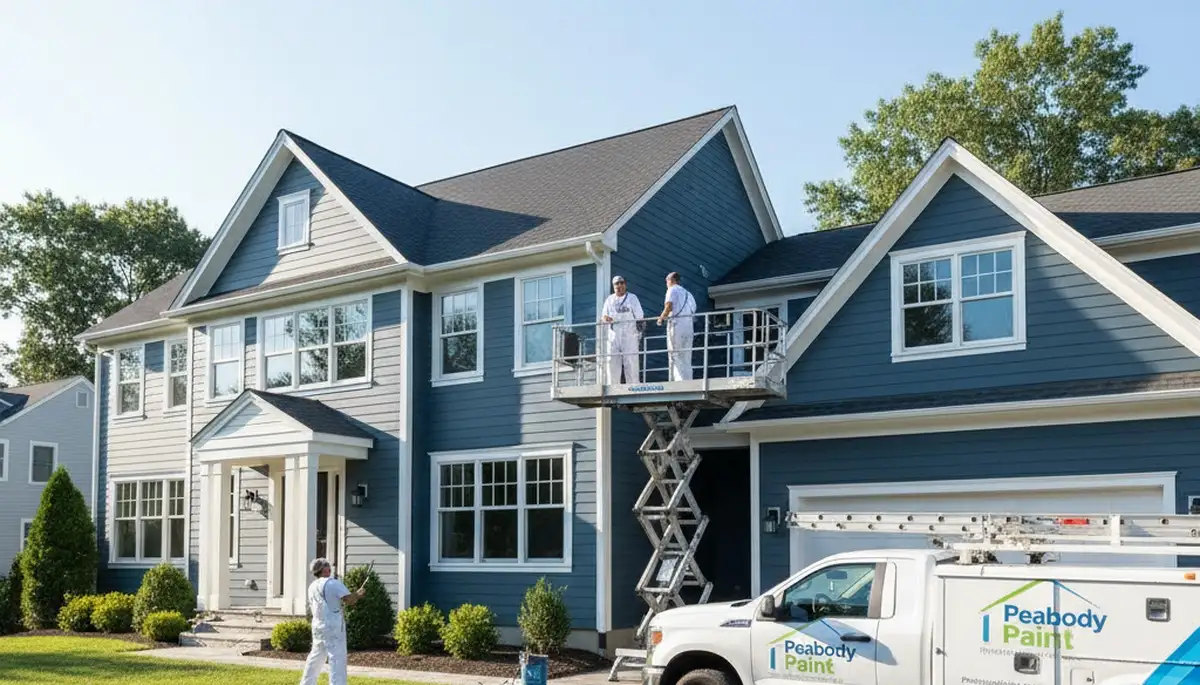 Professional house painters updating home exterior in Beverly MA
