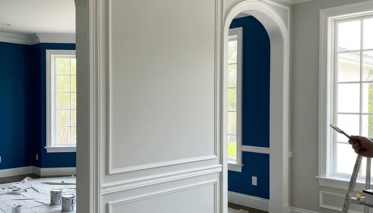 Professional interior trim painting with clean lines and detail in a Beverly, MA historic home