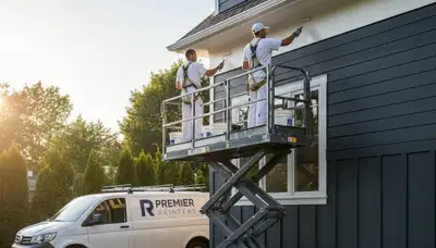 Professional trim and fascia painting on a coastal home in Beverly, MA by expert house painters