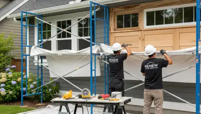 Contractor repairing exterior wood rot and repainting home siding in Beverly, MA
