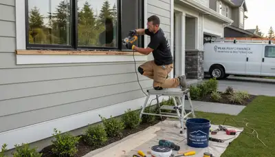 Wood rot repair and exterior painting on coastal home in Beverly, MA by professional painters